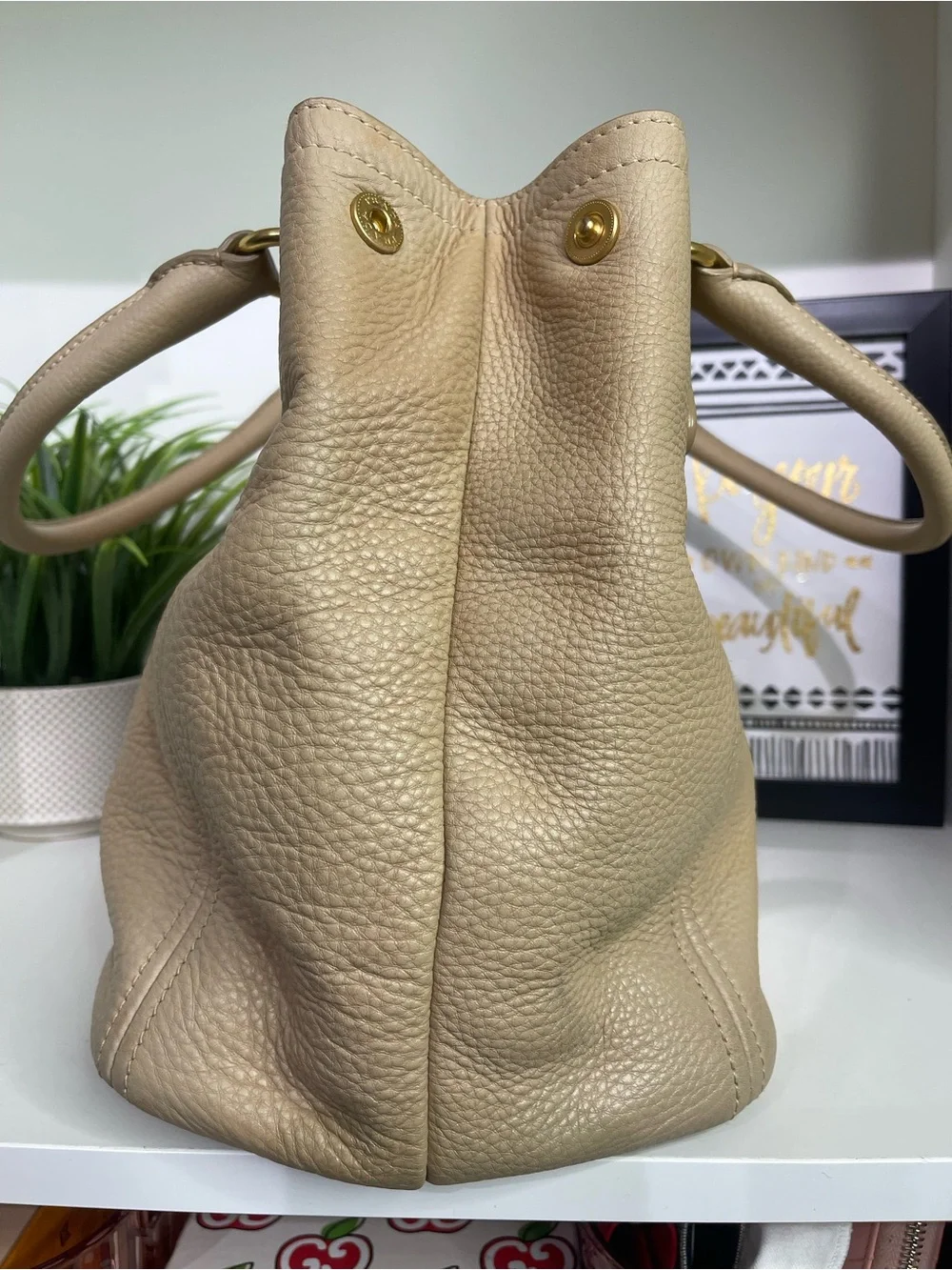 Prada Tan Pebbled Leather Hobo with Gold Hardware - Picture 4 of 6